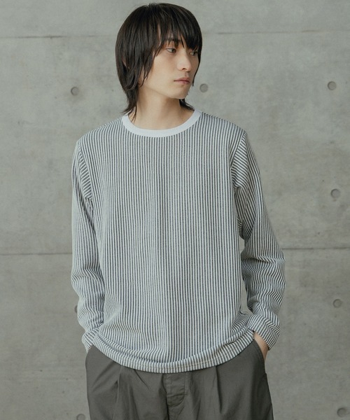 RATTLE TRAP(ラトルトラップ)の「ニットライクストライプカットロンT(Tシャツ/カットソー・メンズ・ホワイト/ブラック・M/LL/S/L)」の20枚目の写真