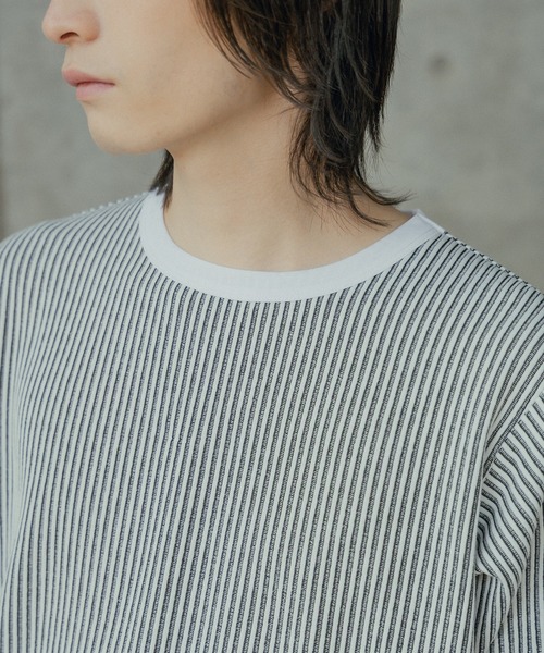 RATTLE TRAP(ラトルトラップ)の「ニットライクストライプカットロンT(Tシャツ/カットソー・メンズ・ホワイト/ブラック・M/LL/S/L)」の18枚目の写真