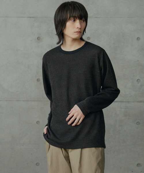 RATTLE TRAP(ラトルトラップ)の「ニットライクストライプカットロンT(Tシャツ/カットソー・メンズ・ホワイト/ブラック・M/LL/S/L)」の12枚目の写真