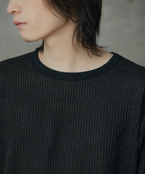 RATTLE TRAP(ラトルトラップ)の「ニットライクストライプカットロンT(Tシャツ/カットソー・メンズ・ホワイト/ブラック・M/LL/S/L)」の9枚目の写真