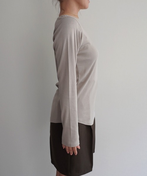 Rashik(ラシク)の「コットンフライスボートネックトップス(Tシャツ/カットソー・レディース・ホワイト/ライトグレー/ベージュ/チャコール/ブラック・FREE)」の15枚目の写真