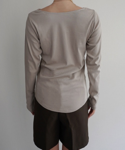 Rashik(ラシク)の「コットンフライスボートネックトップス(Tシャツ/カットソー・レディース・ホワイト/ライトグレー/ベージュ/チャコール/ブラック・FREE)」の16枚目の写真