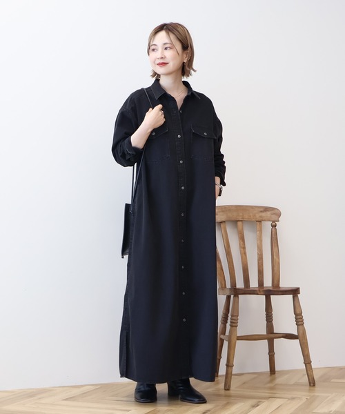 AMERICAN HOLIC(アメリカンホリック)の「デニムシャツワンピース(ワンピース・レディース・ブラック/インディゴブルー・M/L)」の15枚目の写真