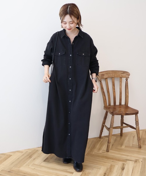 AMERICAN HOLIC(アメリカンホリック)の「デニムシャツワンピース(ワンピース・レディース・ブラック/インディゴブルー・M/L)」の12枚目の写真