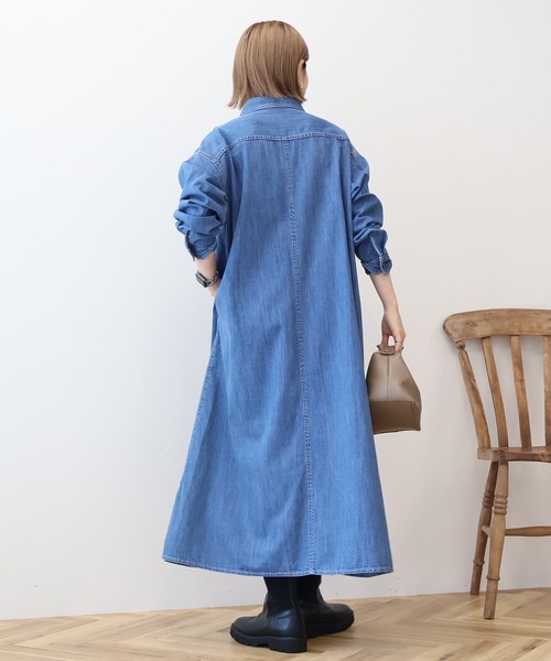 AMERICAN HOLIC(アメリカンホリック)の「デニムシャツワンピース(ワンピース・レディース・ブラック/インディゴブルー・M/L)」の8枚目の写真