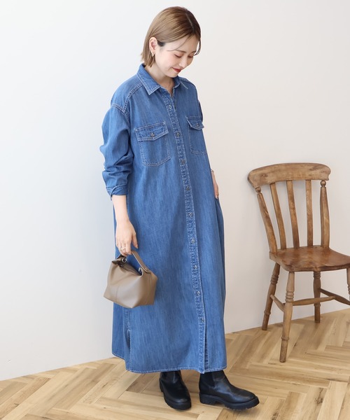 【美品】kate spade　デニムシャツワンピース　近年モデル　青　160／S 美品】kate spade デニムシャツワンピース 近年モデル 青 160／S 楽天