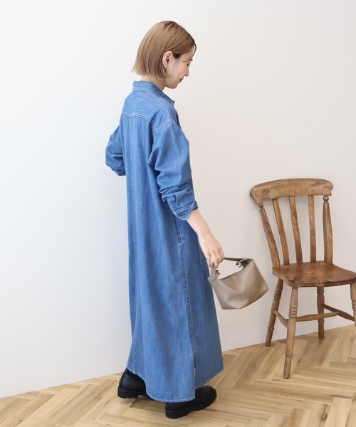 AMERICAN HOLIC(アメリカンホリック)の「デニムシャツワンピース(ワンピース・レディース・ブラック/インディゴブルー・M/L)」の5枚目の写真