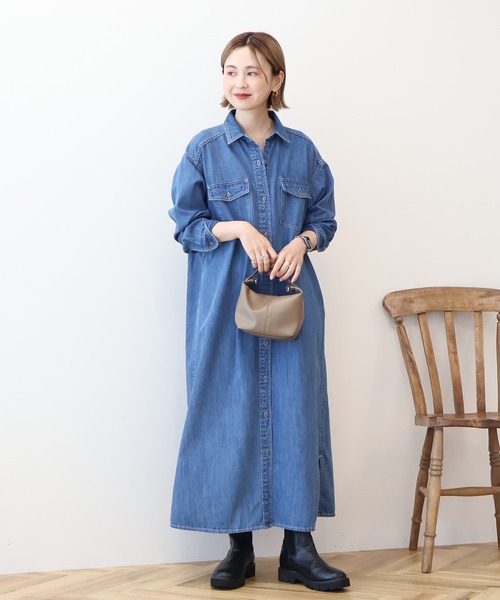 アメリカンデニムデザインワンピース見本 WEB限定・小柄女性向け】デニムワンピース/AMERICAN HOLIC