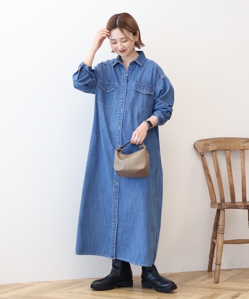 AMERICAN HOLIC(アメリカンホリック)の「デニムシャツワンピース(ワンピース・レディース・ブラック/インディゴブルー・M/L)」の20枚目の写真