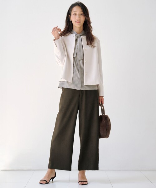 J.PRESS(ジェイプレス)の「サイロチェック ストライプ ブラウス(シャツ/ブラウス・レディース・ブルー系1/ブラウン系3/ネイビー系3・T15/T13)」の4枚目の写真
