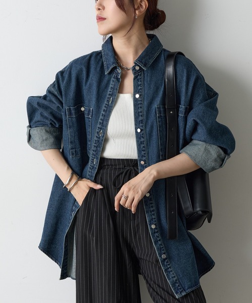 COLONY 2139（コロニートゥーワンスリーナイン）の「8ozデニムシャツ（シャツ/ブラウス・レディース・ダークブルー/ネイビー・FREE）」の2枚目の写真