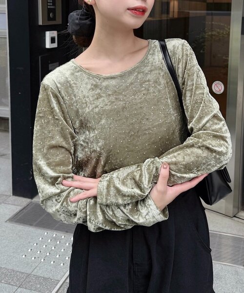 セール】【新色追加/7色展開】スタッズベロアプルオーバー（Tシャツ