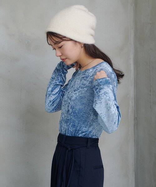 セール】【新色追加/7色展開】スタッズベロアプルオーバー（Tシャツ