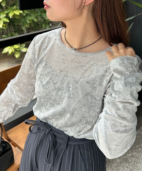 セール】【新色追加/7色展開】スタッズベロアプルオーバー（Tシャツ