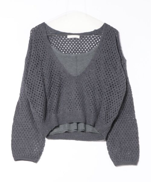 Lace Ladies(レースレディース)の「【2点セット】メッシュ編み インナー付き レイヤード ニット プルオーバー(ニット/セーター・レディース・アイボリー/ダークグレー/ブラウン/ライトグレー・FREE)」の8枚目の写真