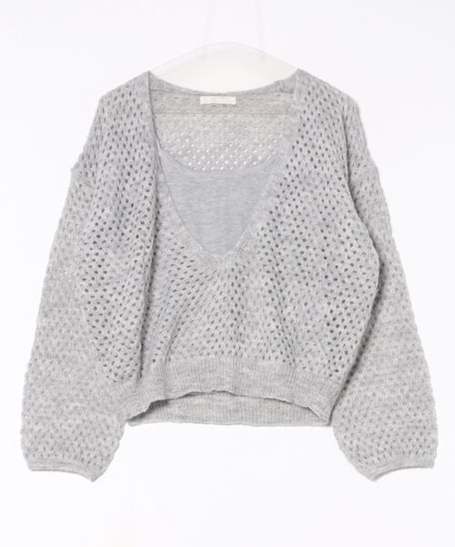 Lace Ladies(レースレディース)の「【2点セット】メッシュ編み インナー付き レイヤード ニット プルオーバー(ニット/セーター・レディース・アイボリー/ダークグレー/ブラウン/ライトグレー・FREE)」の10枚目の写真