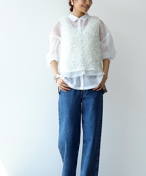 Jines(ジネス)の「ファンシーファブリック前後2WAYベスト(Tシャツ/カットソー・レディース・ブラック/ホワイト・38)」の22枚目の写真