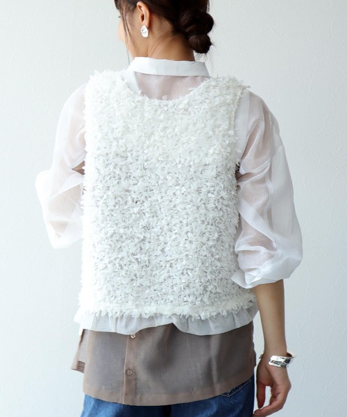 Jines(ジネス)の「ファンシーファブリック前後2WAYベスト(Tシャツ/カットソー・レディース・ブラック/ホワイト・38)」の20枚目の写真
