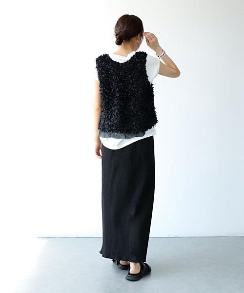 Jines(ジネス)の「ファンシーファブリック前後2WAYベスト(Tシャツ/カットソー・レディース・ブラック/ホワイト・38)」の18枚目の写真