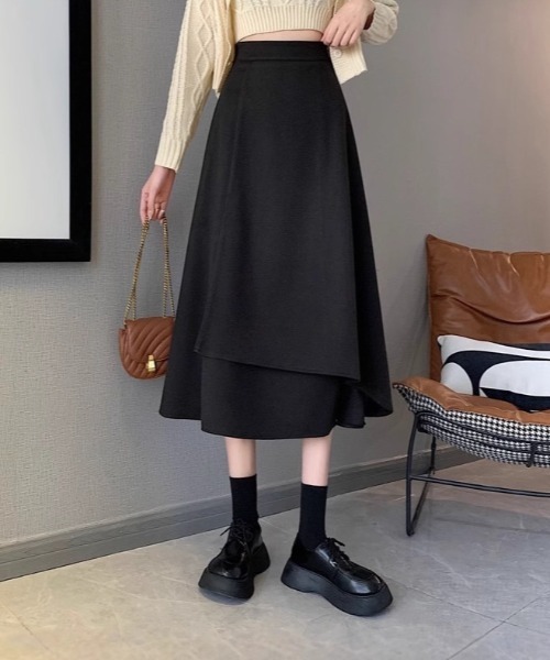 cammie（キャミー）の「ラップデザインフレアスカート（スカート・レディース・ブラック・M/L）」の2枚目の写真