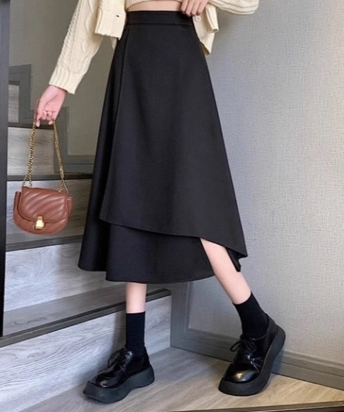 cammie（キャミー）の「ラップデザインフレアスカート（スカート・レディース・ブラック・M/L）」の4枚目の写真