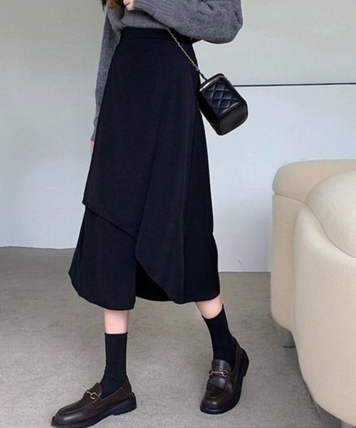 cammie（キャミー）の「ラップデザインフレアスカート（スカート・レディース・ブラック・M/L）」の7枚目の写真