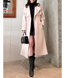 ピンクトレンチコート コート bobon21 系 PINKY & DIANNE ◇スタンドカラートレンチコート コーラルピンク