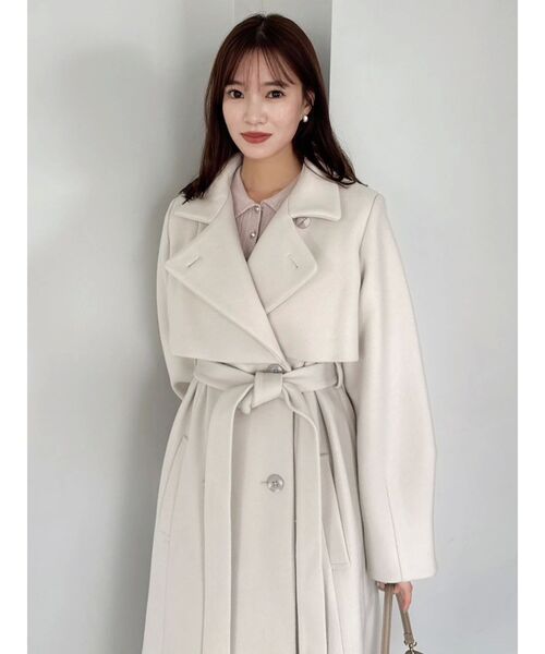 dazzlin（ダズリン）の「2WAYカラーレディコート（トレンチコート・レディース・ブルー/ライトブルー/ライトグレー/ピンク/アイボリー/グリーン/ベージュ/ブラック/ブラウン/ネイビー・X-SMALL/MEDIUM/SMALL）」の14枚目の写真