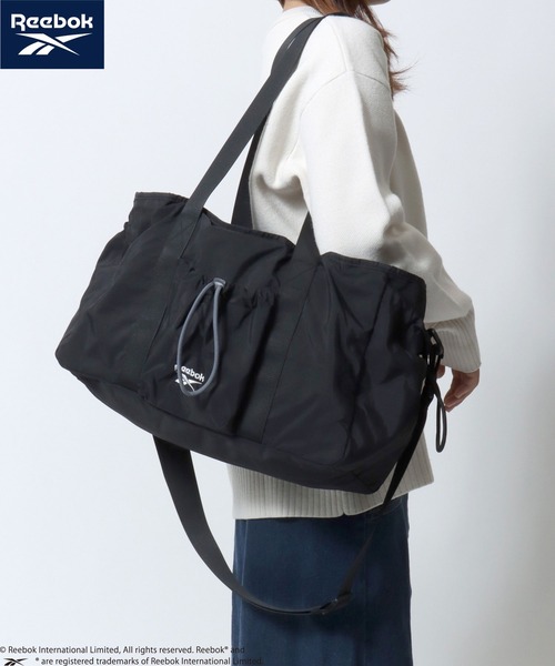 Reebok(リーボック)の「Reebok/リーボック ロゴ ワンポイント刺繍 2Way ナイロン ドローコード ショルダーバッグ/トートバッグ/大容量/レディース メンズ(ショルダーバッグ・レディース・チャコールグレー/ブラック/ベージュ・FREE)」の2枚目の写真
