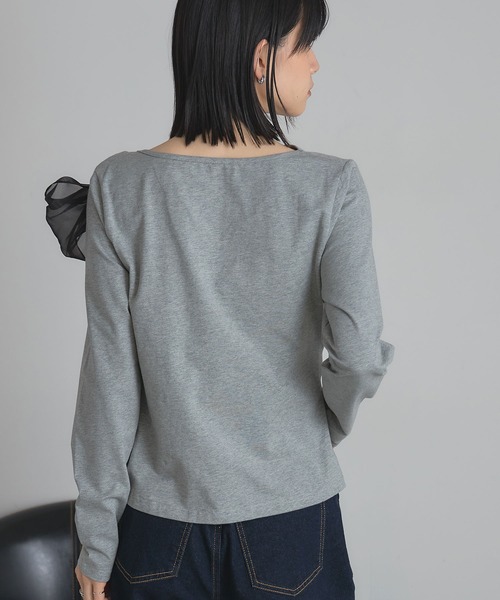 &. NOSTALGIA(アンドドットノスタルジア)の「ビッグリボンドレープTシャツ(Tシャツ/カットソー・レディース・グレー/ブラック/オフホワイト・M)」の16枚目の写真