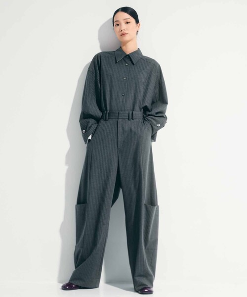 STUDIOUS（ステュディオス）の「【STUDIOUS/ステュディオス】Soft Barrel Leg Cargo Trousers/ソフトバレルレッグカーゴパンツ/スラックス/美脚パンツ/通勤パンツ/トレンドパンツ（スラックス・レディース・ライトグレー/ダークグレー/ストライプ/ブラウン/ブラック・1/2）」の12枚目の写真