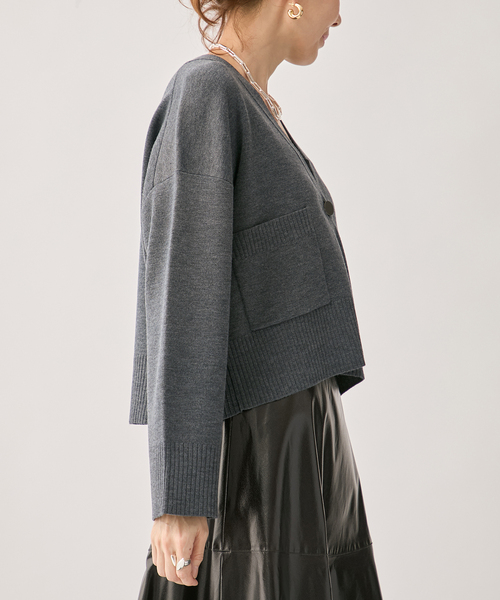 wool knit Vneck カーディガン（カーディガン/ボレロ）｜VERMEIL par