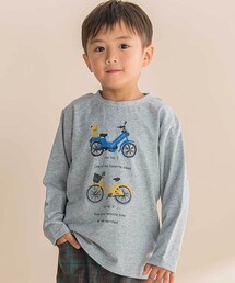 Noeil aime BeBe（ノイユエイムベベ）の「自転車プリント天竺ドロップショルダーＴシャツ（Tシャツ/カットソー）」