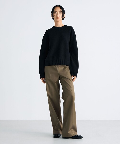 EDITION（エディション）の「フェルテッドウール クルーネックニット（ニット/セーター・レディース・ライトグレー/ブラック・FREE）」の3枚目の写真