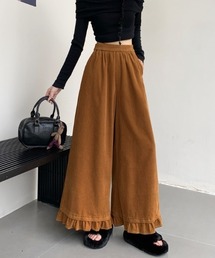 レディースのパンツ（イエロー/黄色系・フリル）ファッション
