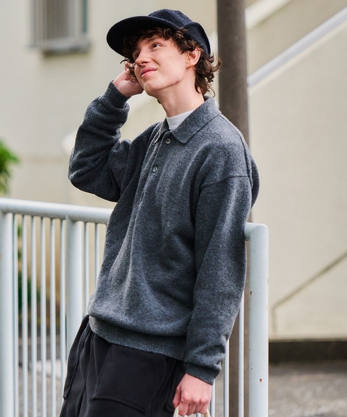 MAISON CLUB】80'ssWool Over Knit Polo / ウールオーバーニットポロ