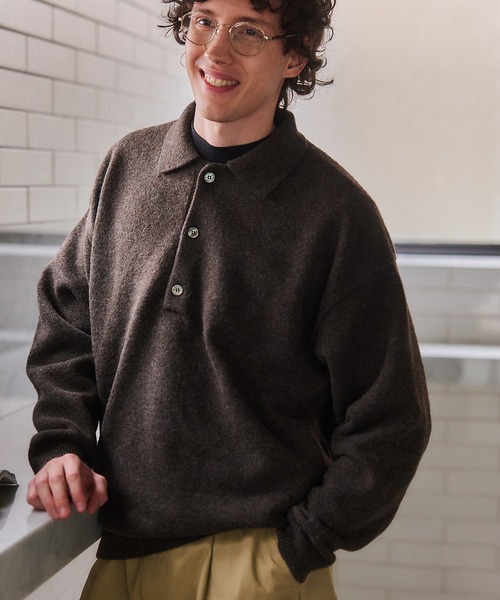 MAISON CLUB（メゾンクラブ）の「【MAISON CLUB】80’ｓｓWool Over Knit Polo　/　ウールオーバーニットポロ KKP（ニット/セーター・メンズ・グレー/ブラウン/ブラック・M/L）」の18枚目の写真
