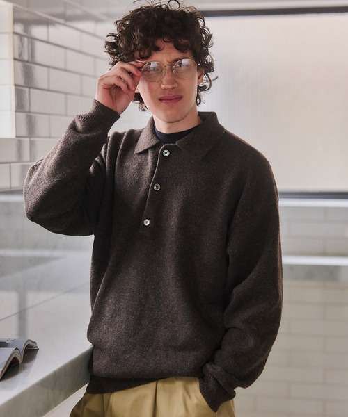 MAISON CLUB（メゾンクラブ）の「【MAISON CLUB】80’ｓｓWool Over Knit Polo　/　ウールオーバーニットポロ KKP（ニット/セーター・メンズ・グレー/ブラウン/ブラック・M/L）」の19枚目の写真