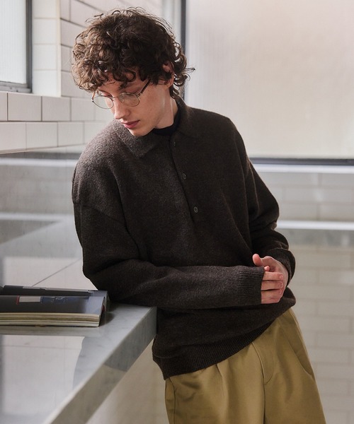 MAISON CLUB（メゾンクラブ）の「【MAISON CLUB】80’ｓｓWool Over Knit Polo　/　ウールオーバーニットポロ KKP（ニット/セーター・メンズ・グレー/ブラウン/ブラック・M/L）」の20枚目の写真