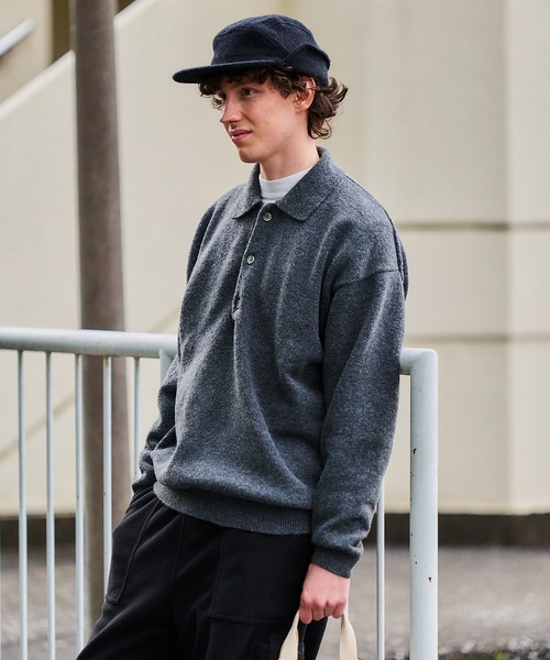 MAISON CLUB（メゾンクラブ）の「【MAISON CLUB】80’ｓｓWool Over Knit Polo　/　ウールオーバーニットポロ KKP（ニット/セーター・メンズ・グレー/ブラウン/ブラック・M/L）」の9枚目の写真