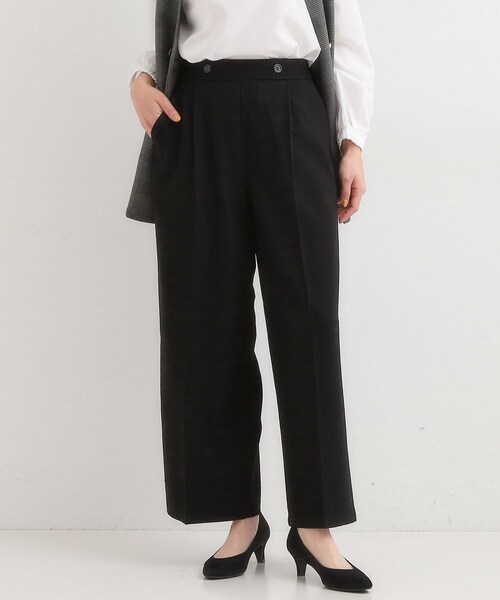 DRESKIP（ドレスキップ）の「【着丈選べる】大人のきれいめスタイルに ウールフィール ワイドパンツ（その他パンツ・レディース・グレー系その他2/ダークブラウン系1/グリーン/ブラック/グレー・01/02/03/04/36/38/40/42）」の2枚目の写真