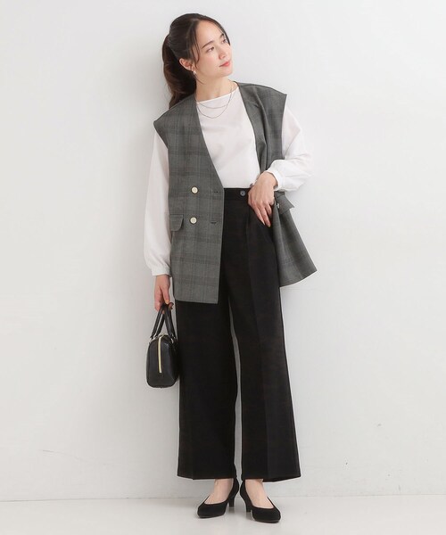DRESKIP（ドレスキップ）の「【着丈選べる】大人のきれいめスタイルに ウールフィール ワイドパンツ（その他パンツ・レディース・グレー系その他2/ダークブラウン系1/グリーン/ブラック/グレー・01/02/03/04/36/38/40/42）」の11枚目の写真