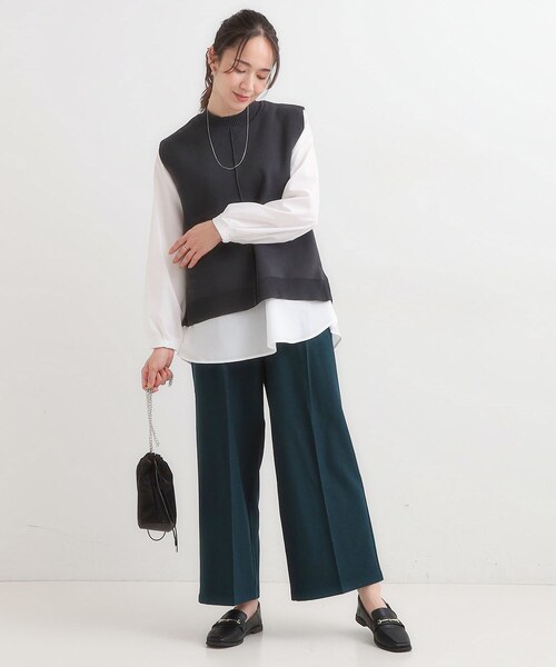 DRESKIP（ドレスキップ）の「【着丈選べる】大人のきれいめスタイルに ウールフィール ワイドパンツ（その他パンツ・レディース・グレー系その他2/ダークブラウン系1/グリーン/ブラック/グレー・01/02/03/04/36/38/40/42）」の18枚目の写真