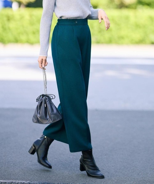 DRESKIP（ドレスキップ）の「【着丈選べる】大人のきれいめスタイルに ウールフィール ワイドパンツ（その他パンツ・レディース・グレー系その他2/ダークブラウン系1/グリーン/ブラック/グレー・01/02/03/04/36/38/40/42）」の5枚目の写真