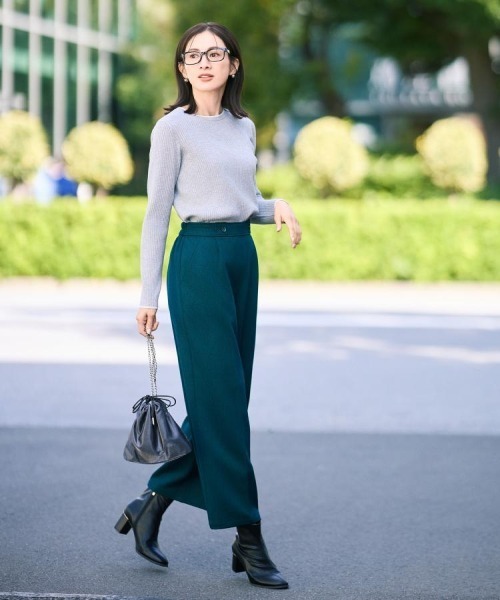 DRESKIP（ドレスキップ）の「【着丈選べる】大人のきれいめスタイルに ウールフィール ワイドパンツ（その他パンツ・レディース・グレー系その他2/ダークブラウン系1/グリーン/ブラック/グレー・01/02/03/04/36/38/40/42）」の6枚目の写真