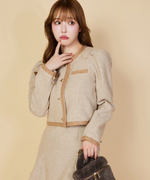 セール】ツイードジャケット（ノーカラージャケット）｜one after