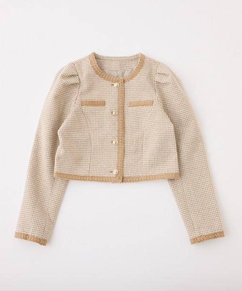 one after another NICE CLAUP（ワンアフターアナザーナイスクラップ）の「ツイードジャケット（ノーカラージャケット・レディース・ベージュ/ブラック/アイボリー・FREE）」の19枚目の写真