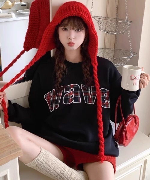 FUNdaysion(ファンデイション)の「waveプリントトレーナー(Tシャツ/カットソー・レディース・ライトグレー/ブラック・M)」の1枚目の写真