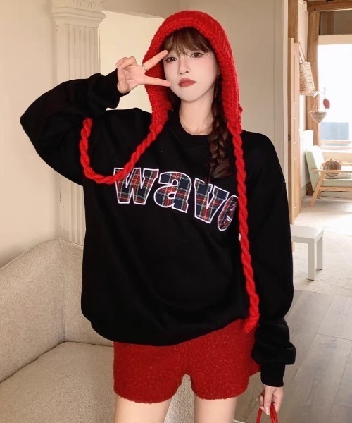 FUNdaysion(ファンデイション)の「waveプリントトレーナー(Tシャツ/カットソー・レディース・ライトグレー/ブラック・M)」の5枚目の写真