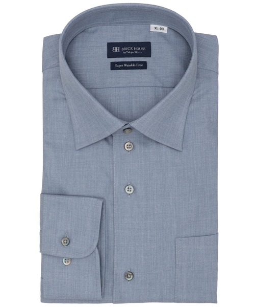 TOKYO SHIRTS(トウキョウシャツ)の「【超形態安定】 形態安定ノンアイロン ワイド 長袖ビジネスワイシャツ (大きいサイズ・長いサイズ)(ビジネスシャツ・メンズ・ネイビー・首回り47cm-裄丈90cm/首回り39cm-裄丈88cm/首回り41cm-裄丈90cm/首回り42cm-裄丈90cm/首回り45cm-裄丈82cm/首回り45cm-裄丈86cm/首回り45cm-裄丈90cm/首回り47cm-裄丈86cm)」の1枚目の写真